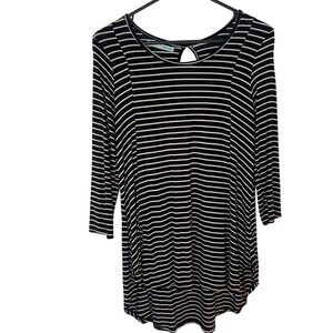 MAURICES Black and White Striped Women's Top Keyhole Back Detail Black White S